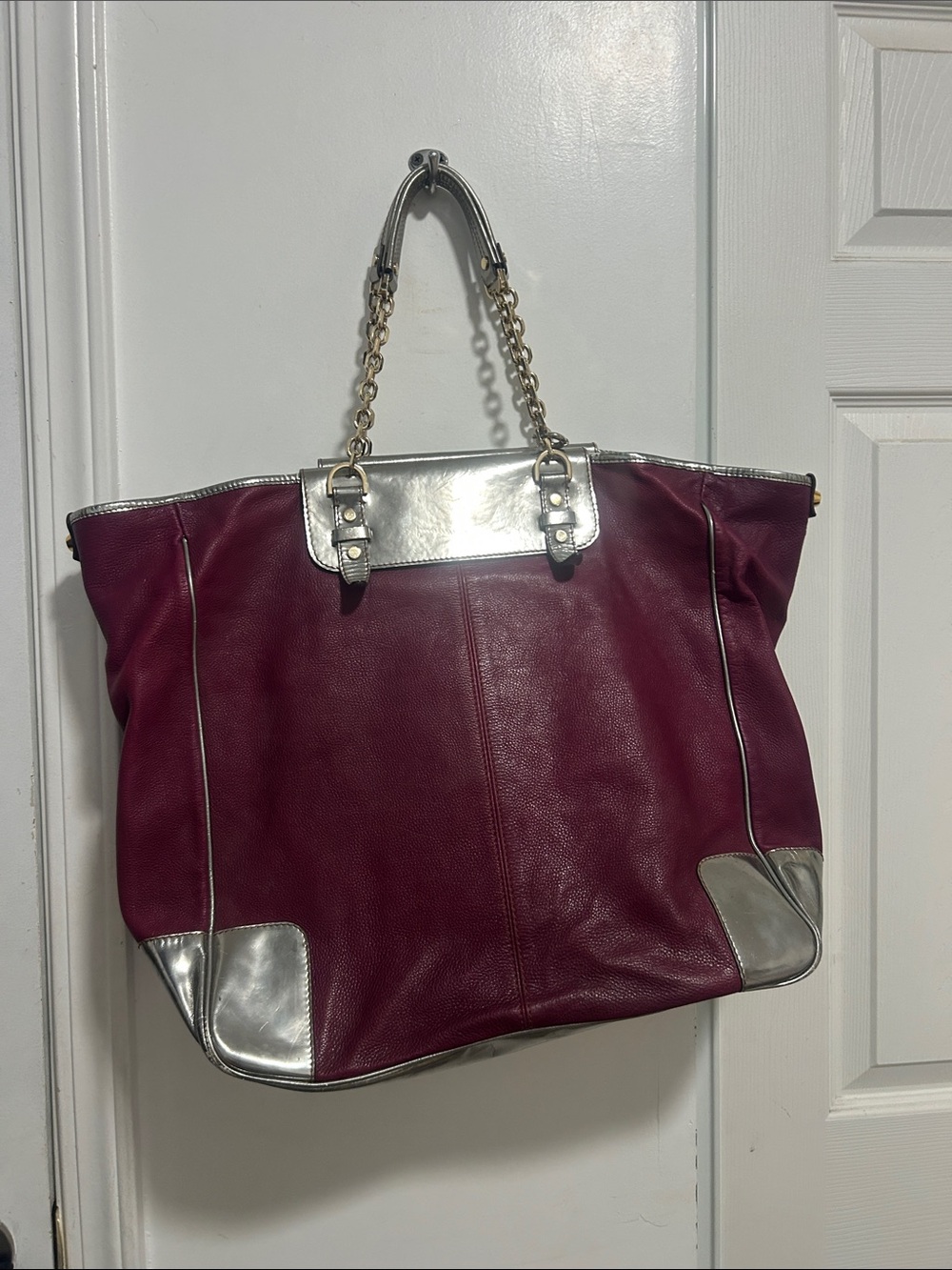 Plum Tote with Silver Accents - Unbranded